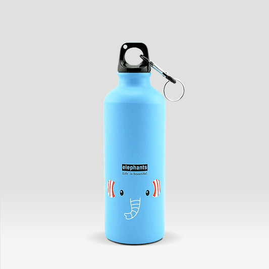 Gourde en Métal Éléphant Bleu / 500-600ml